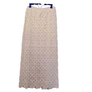 NWOT Boutique maxi skirt XL. Cream macramé-like material